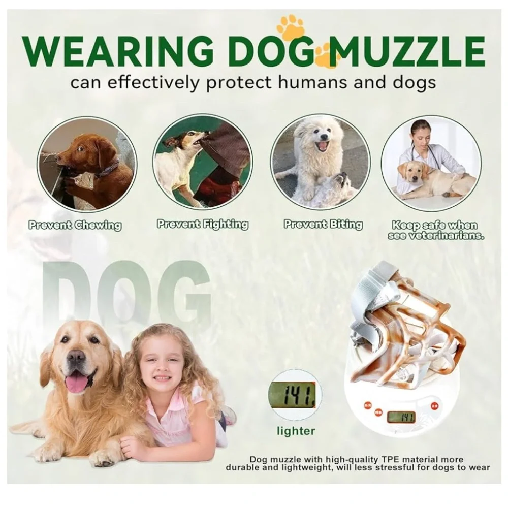 Comfortable Dog Muzzle for Grooming - Tan NWT